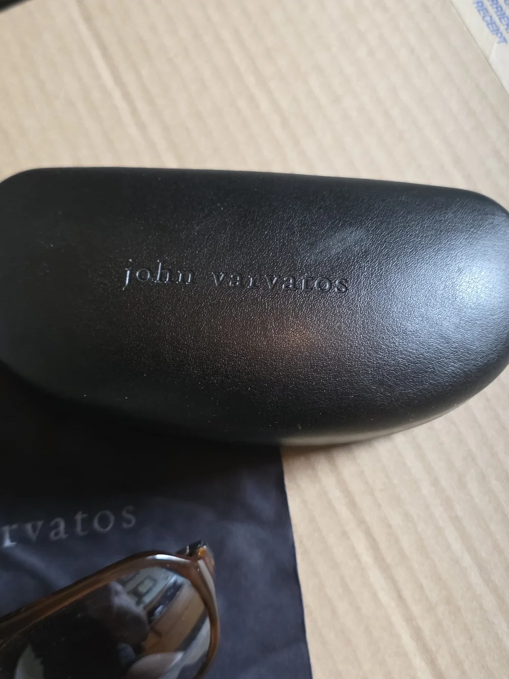 John Varvatos Brown Horn- Leather Aviator Sunglasses